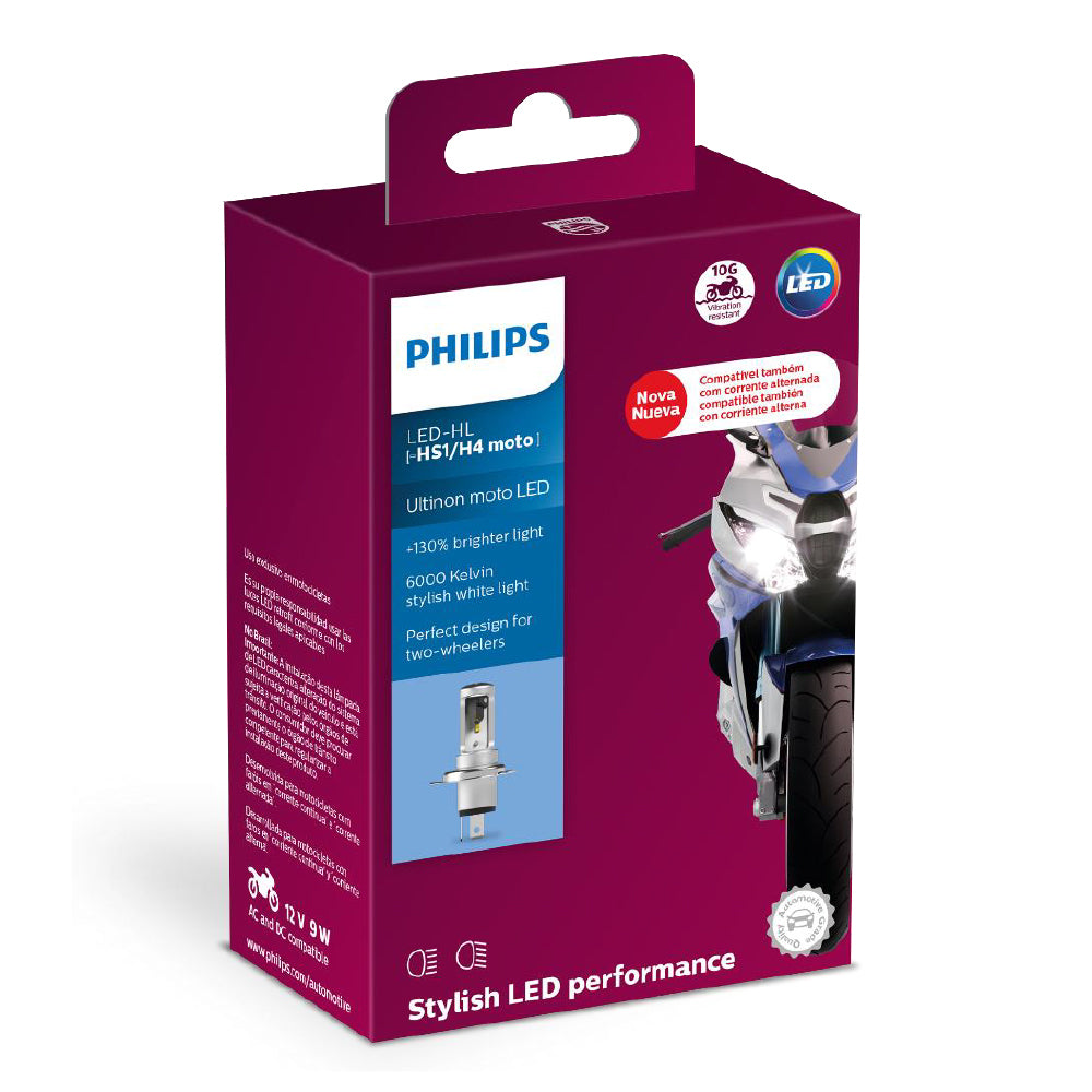 LAMPADA FAROL PHILIPS H4 LED ULTINON MOTO - 11458UMWX1