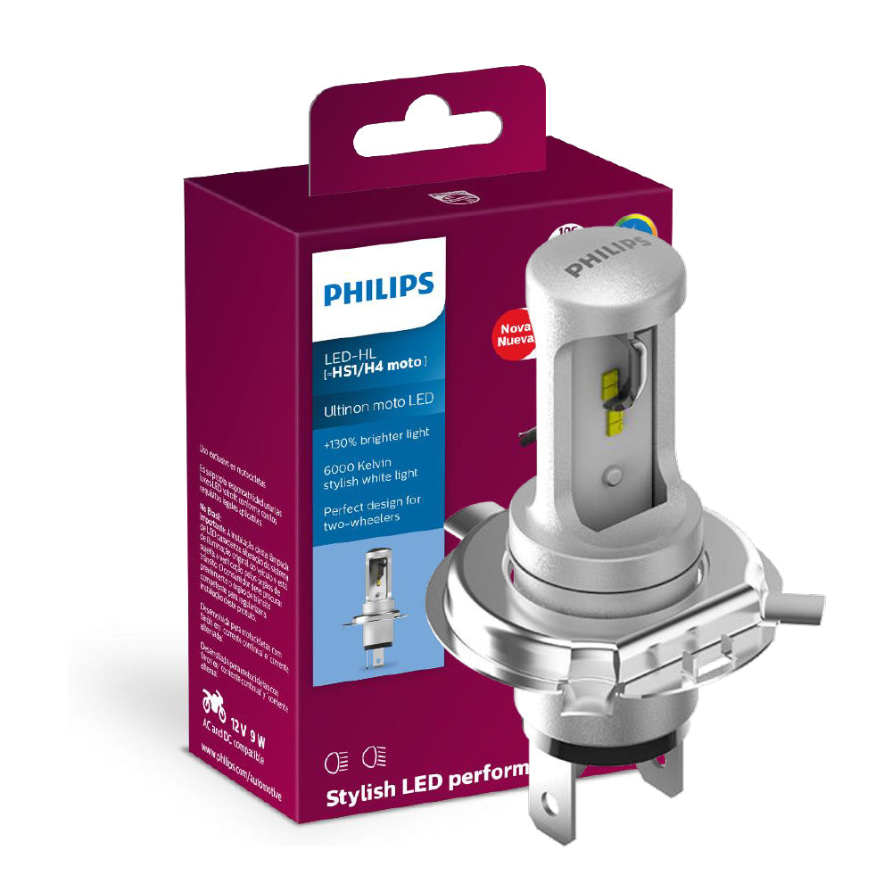 LAMPADA FAROL PHILIPS H4 LED ULTINON MOTO - 11458UMWX1