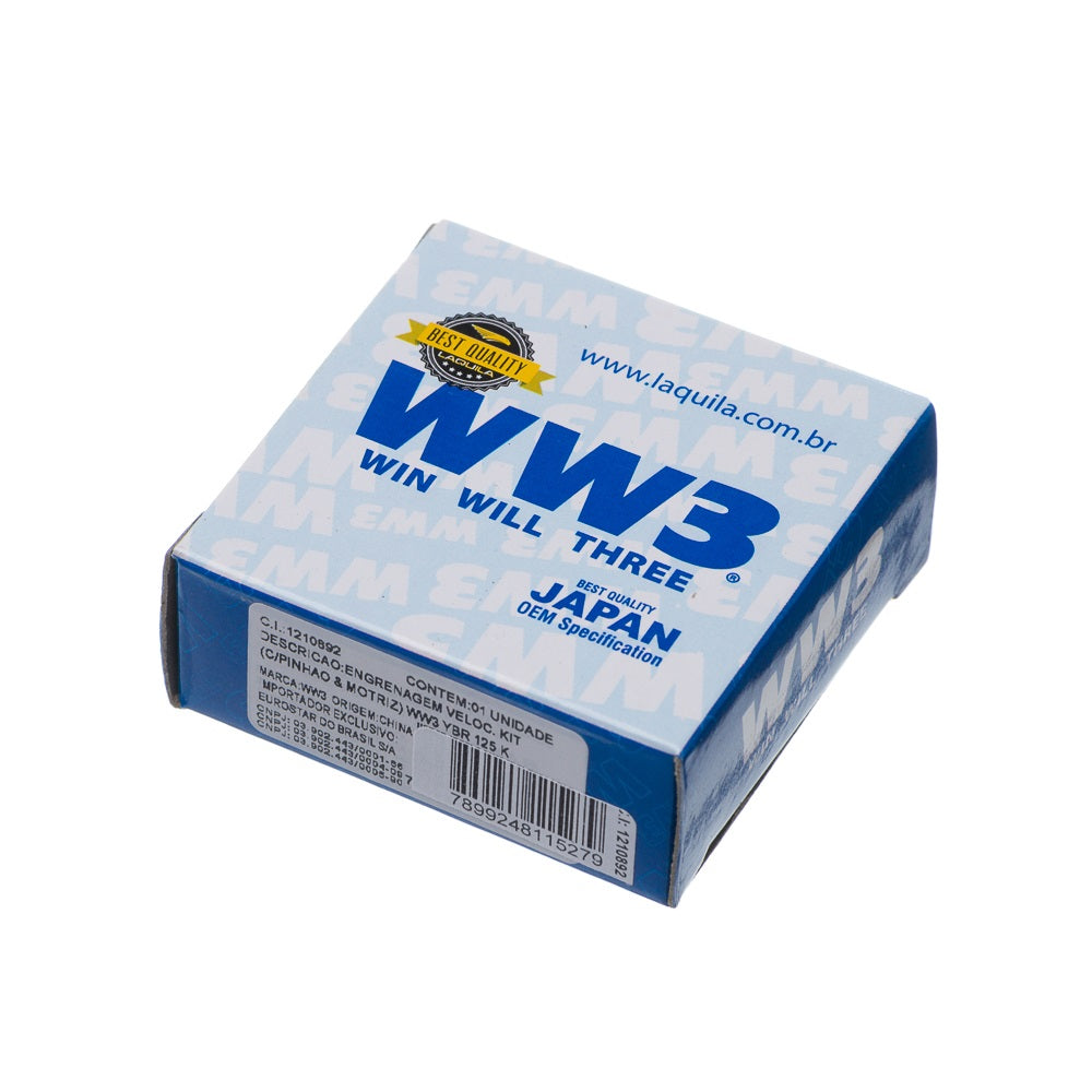 ENGRENAGEM VELOC. KIT(C/PINHAO & MOTRIZ) WW3 YBR 125 K