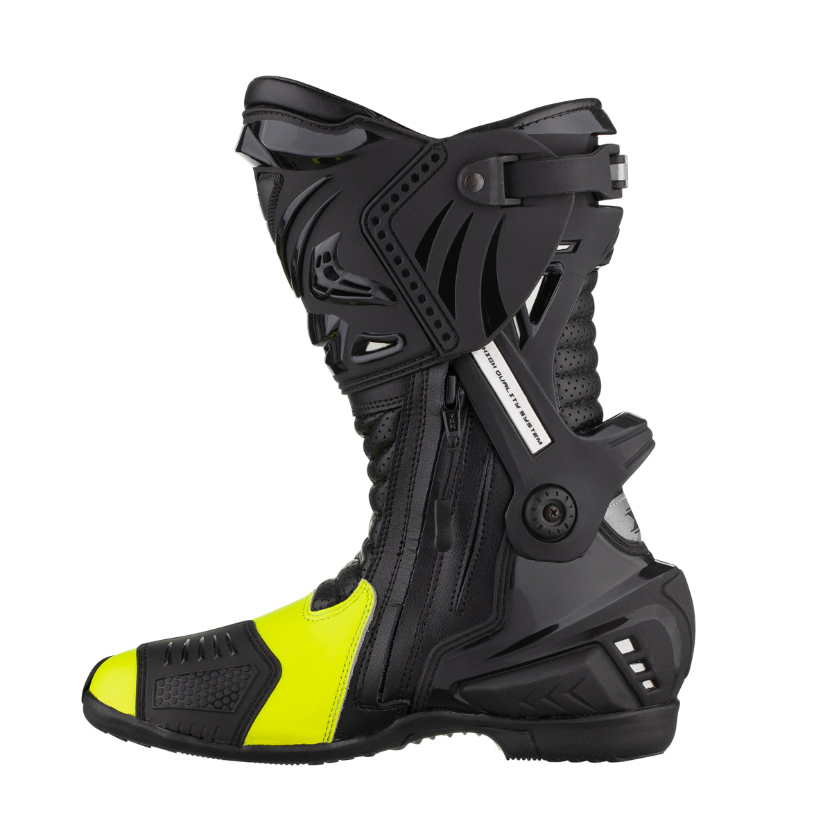 BOTA TEXX PISTA PRETA VERMELHA E AMARELA 43