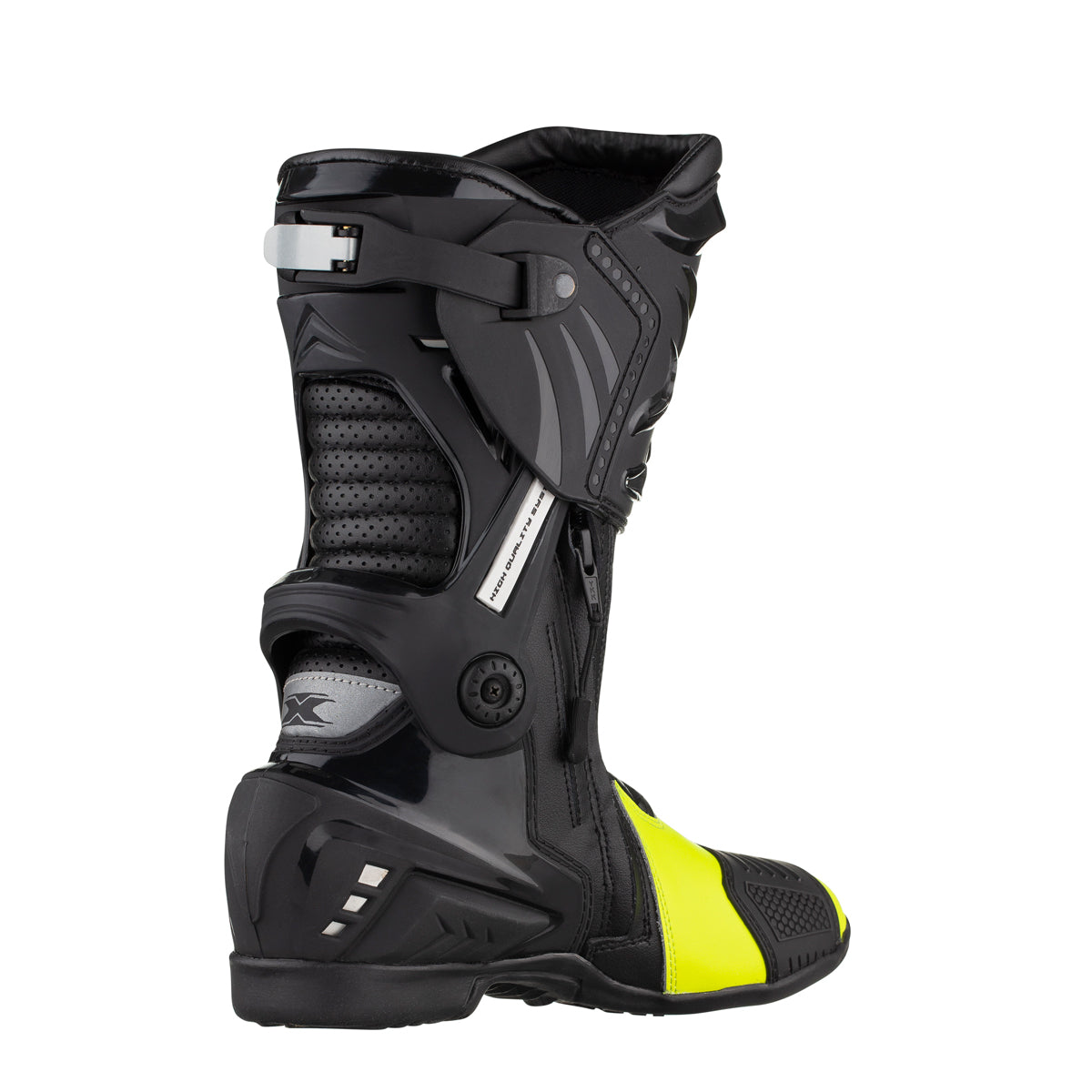 BOTA TEXX PISTA PRETA VERMELHA E AMARELA 43