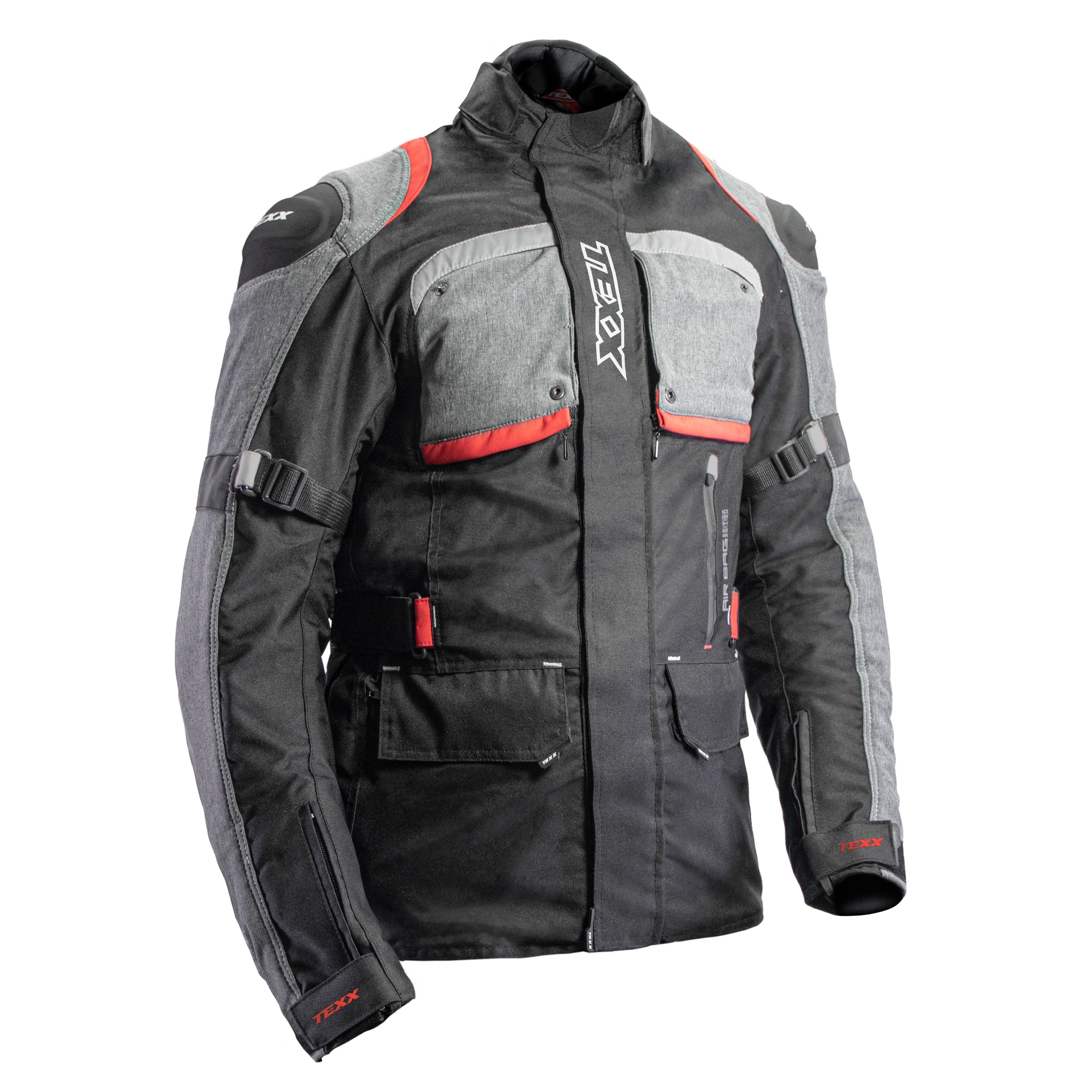 JAQUETA TEXX ARMOR AIRBAG V2 PRET CINZ VERM MASC XXXL 3XL
