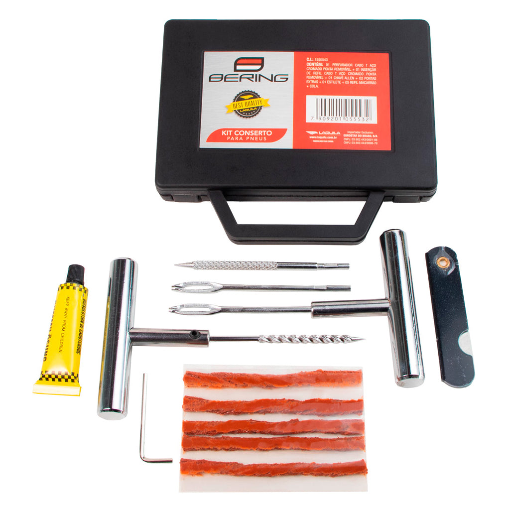 KIT FERRAMENTAS CONSERTO PNEU BERING (KIT MALETA 12 PCS)