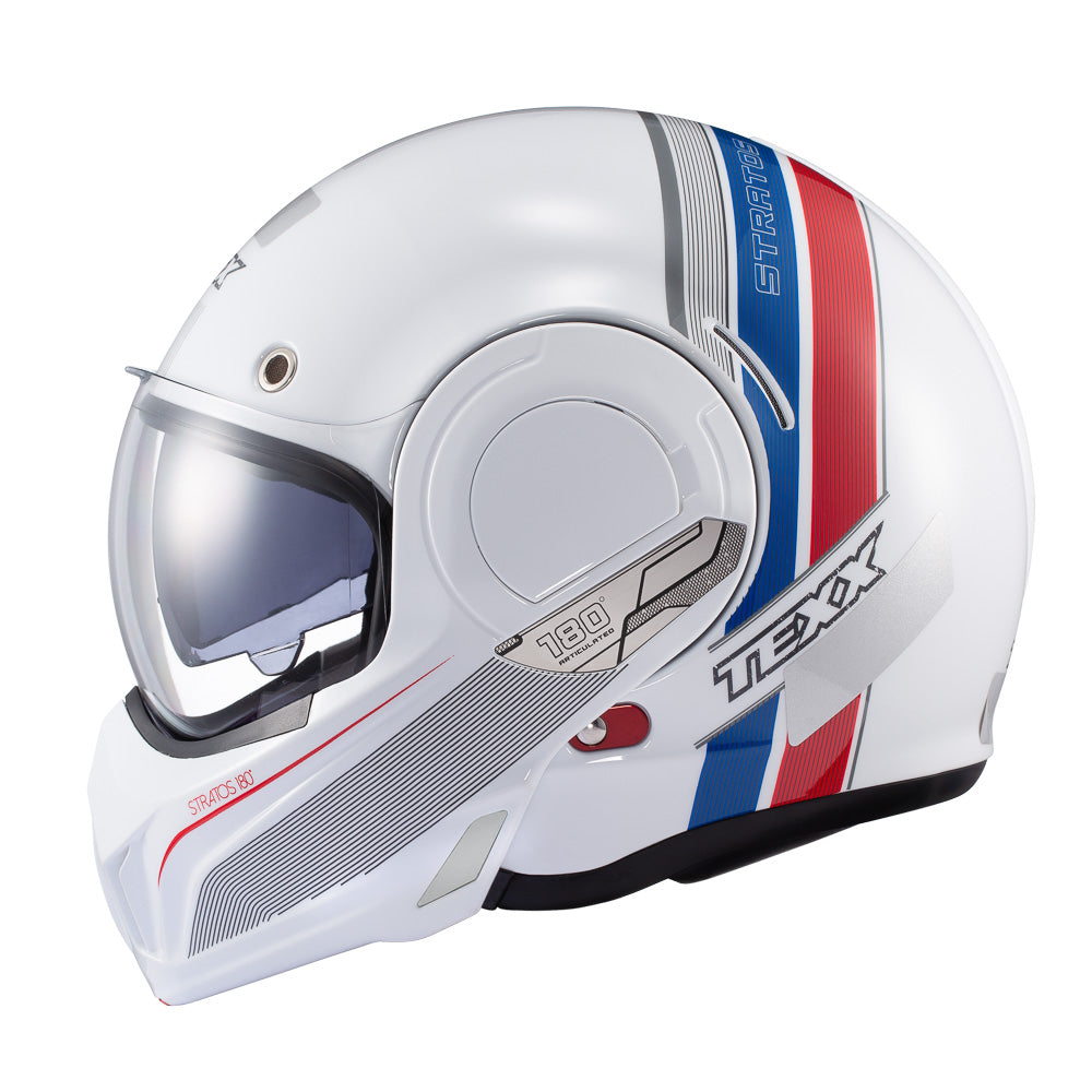 CAPACETE TEXX ESC STRATOS  180 JOURNEY BRANCO AZUL VERM 56