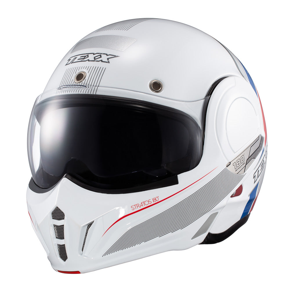 CAPACETE TEXX ESC STRATOS  180 JOURNEY BRANCO AZUL VERM 56
