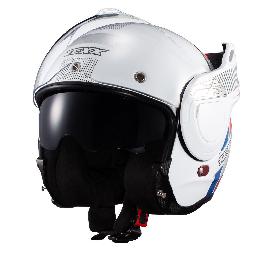 CAPACETE TEXX ESC STRATOS  180 JOURNEY BRANCO AZUL VERM 56