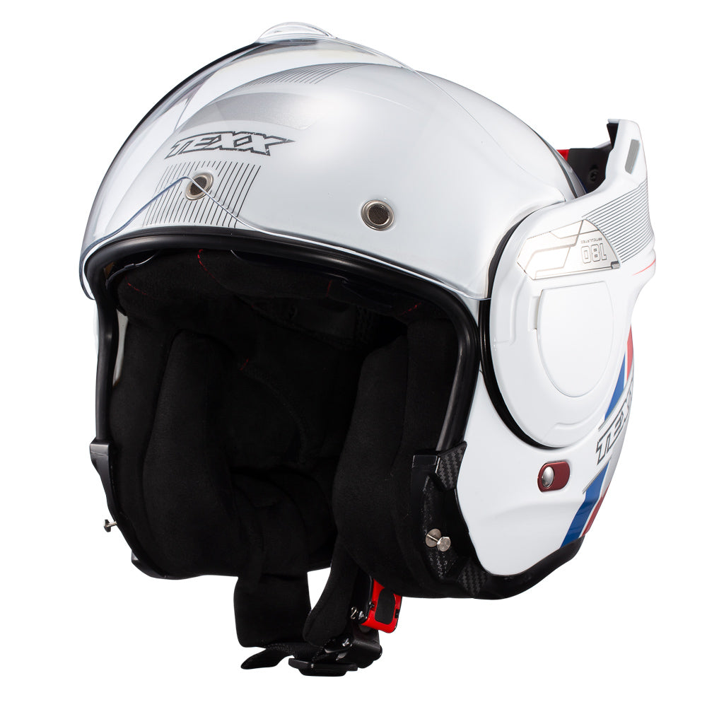 CAPACETE TEXX ESC STRATOS  180 JOURNEY BRANCO AZUL VERM 56