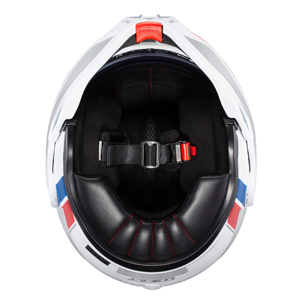 CAPACETE TEXX ESC STRATOS  180 JOURNEY BRANCO AZUL VERM 56