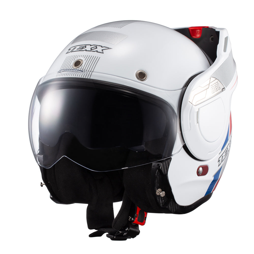 CAPACETE TEXX ESC STRATOS  180 JOURNEY BRANCO AZUL VERM 58
