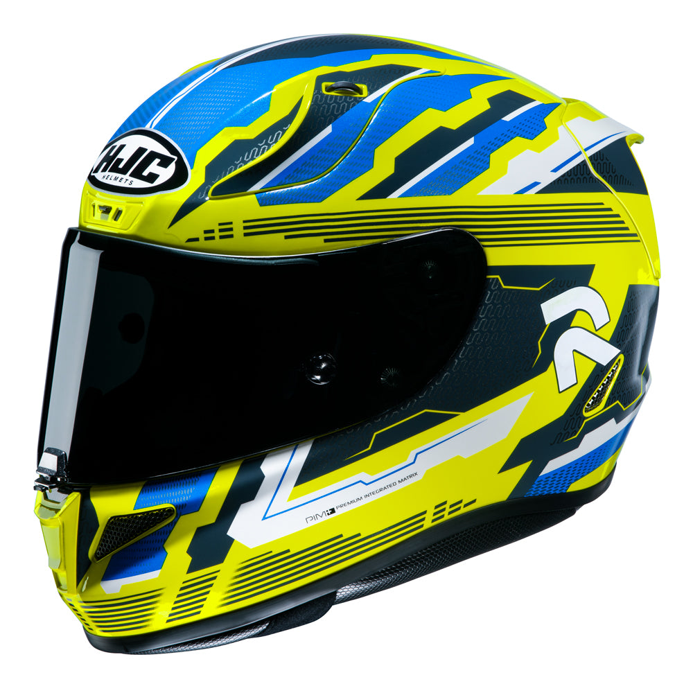 CAPACETE HJC RPHA 11 STOBON AMARELO AZUL E BRANCO 59