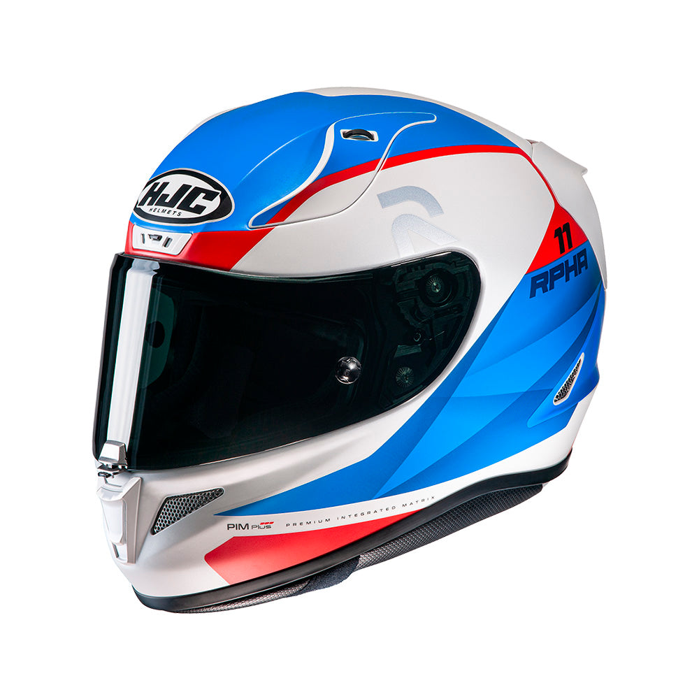 CAPACETE HJC RPHA 11 TEXEN BRANCO AZUL E VERMELHO 58
