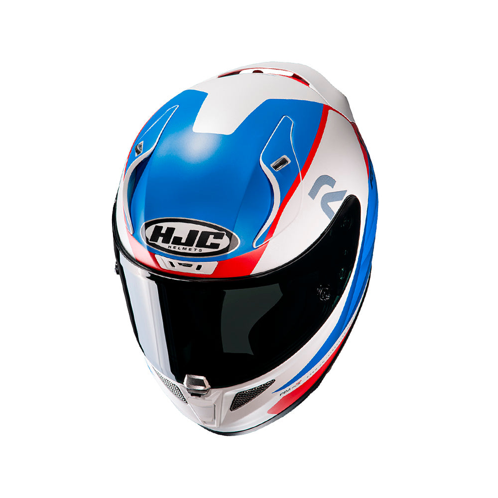 CAPACETE HJC RPHA 11 TEXEN BRANCO AZUL E VERMELHO 58
