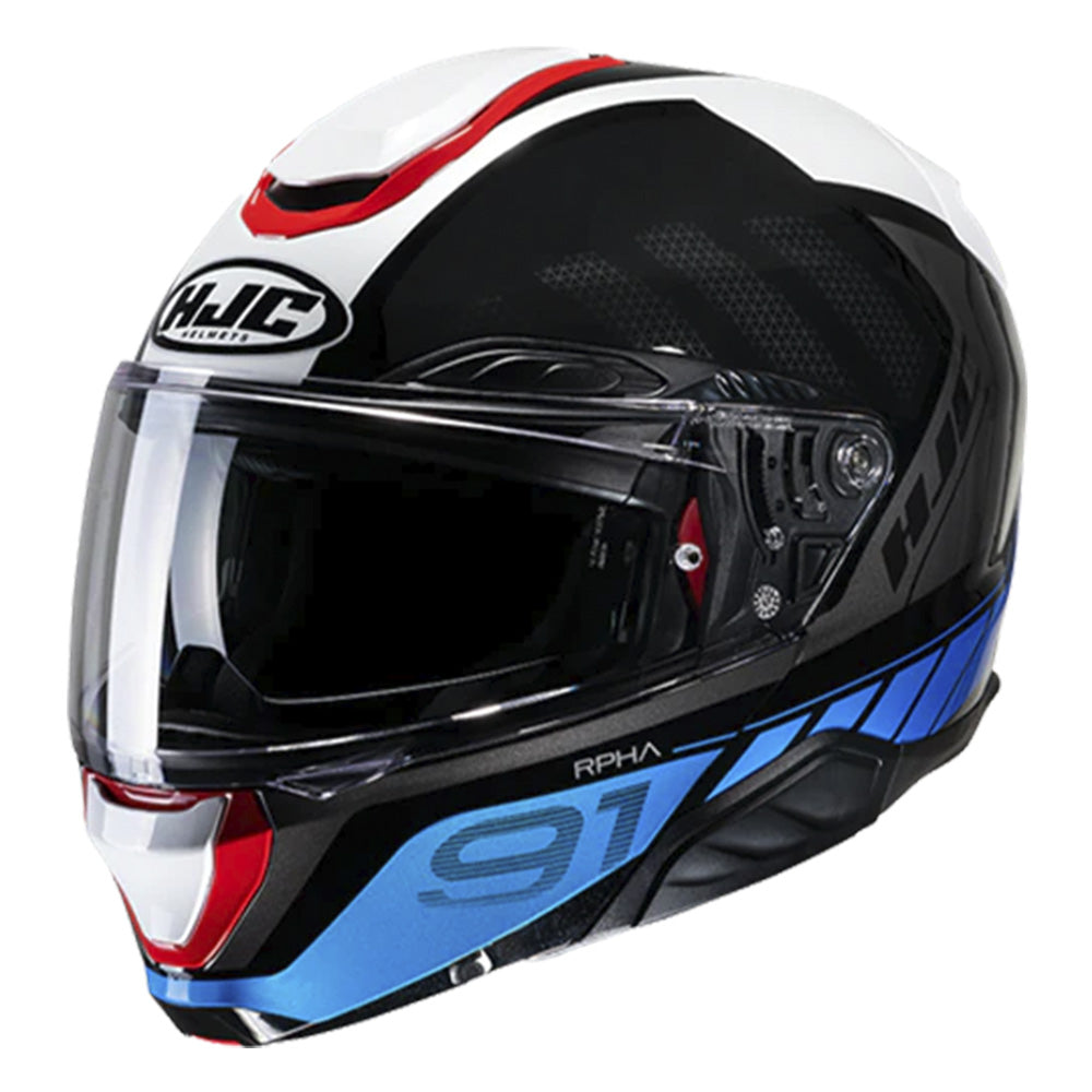 CAPACETE HJC RPHA 91 RAFINO PRETO BRANCO AZUL E VERMELHO 59
