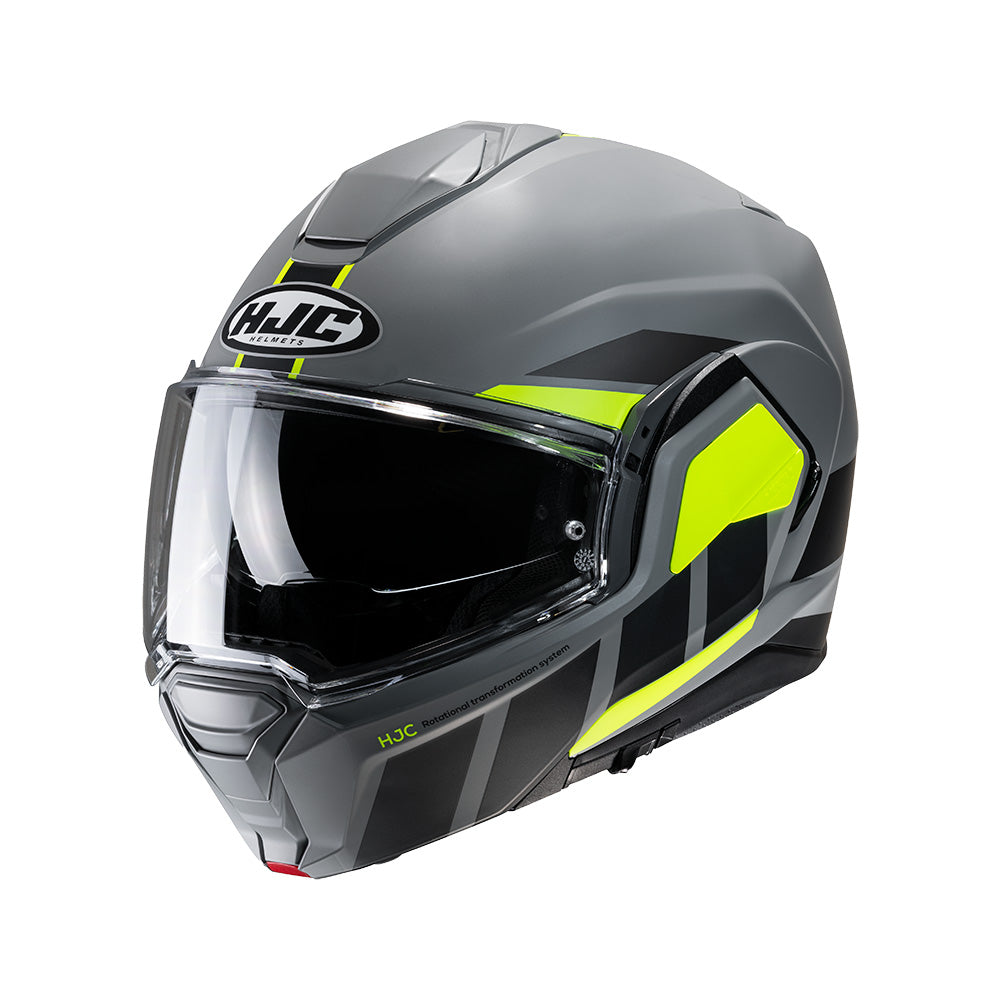 CAPACETE HJC I100 180 BEIS CINZA PRETO E VERDE  56