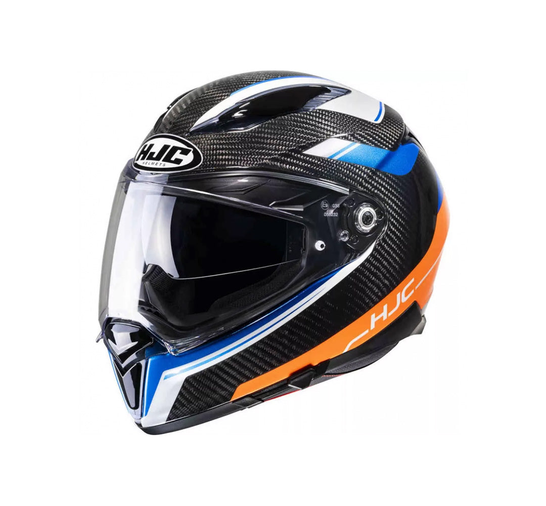 CAPACETE HJC F70 CARBON UBIS PRETO AZUL E LARANJA 62