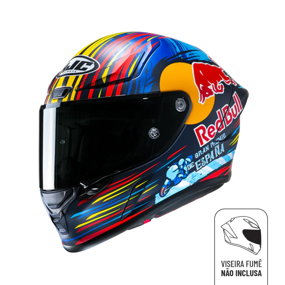 CAPACETE HJC RPHA 1 RED BULL JEREZ AZUL VERMELHO AMARELO  58