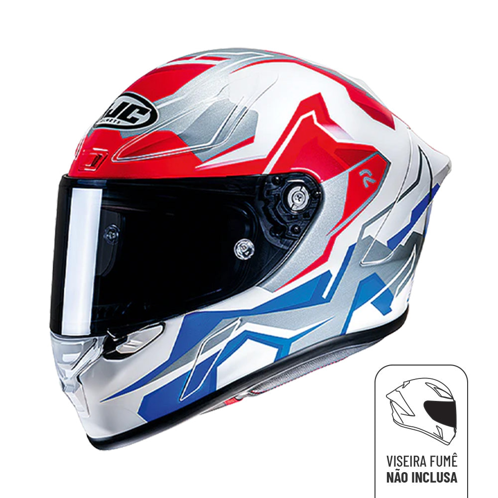 CAPACETE HJC RPHA 1 NOMARO VERMELHO BRANCO AZUL E CINZA 56