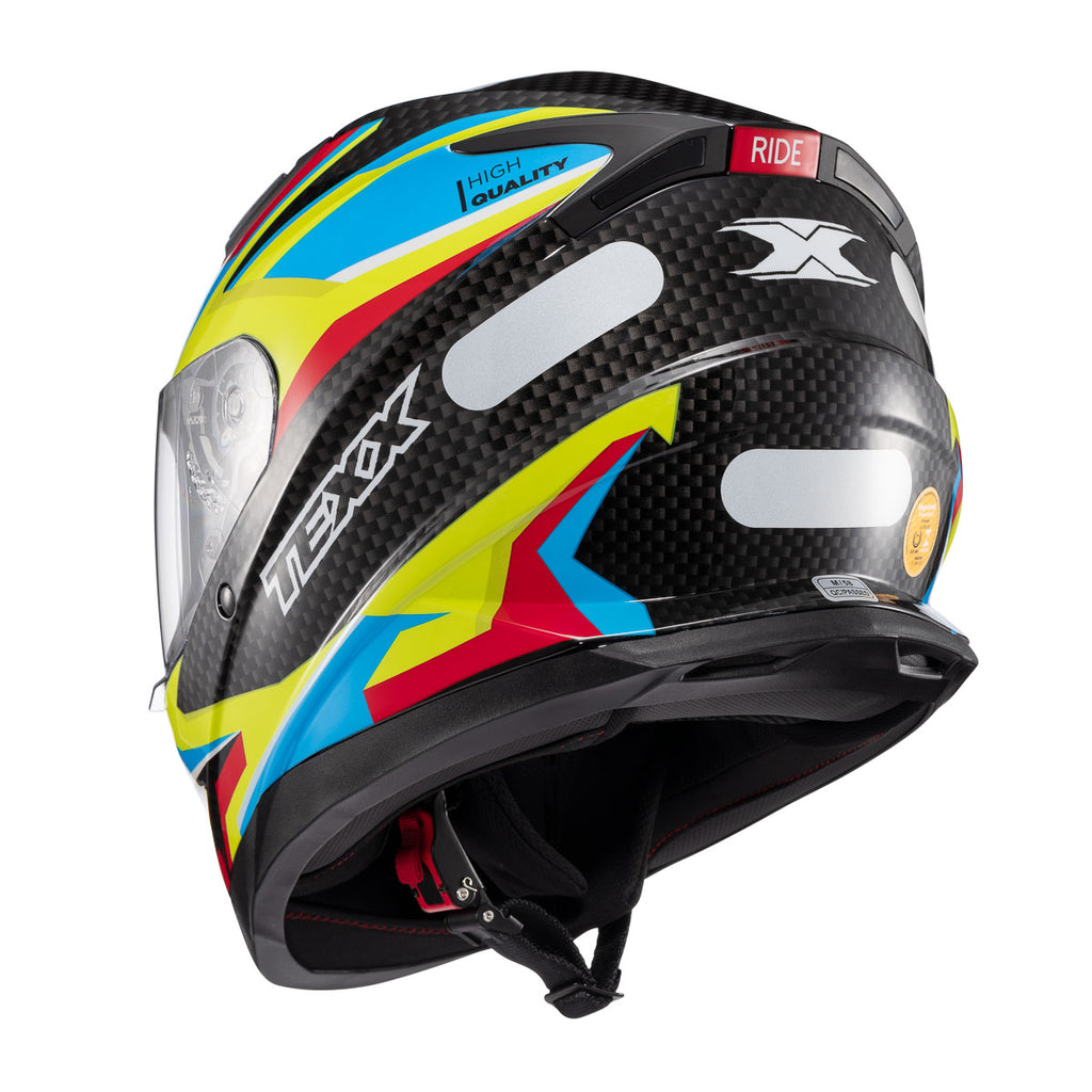 CAPACETE TEXX FECHADO HAWK RIDE AZUL VERD VERM PRET 58