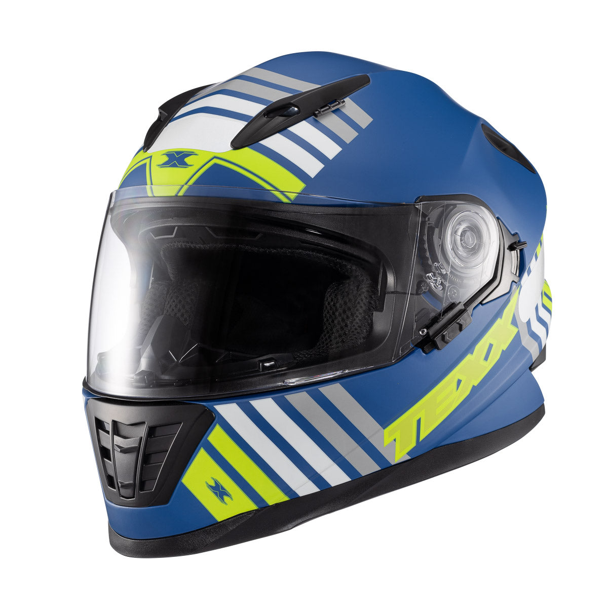 CAPACETE TEXX FECHADO WING GRID AZUL VERD BRANC 62