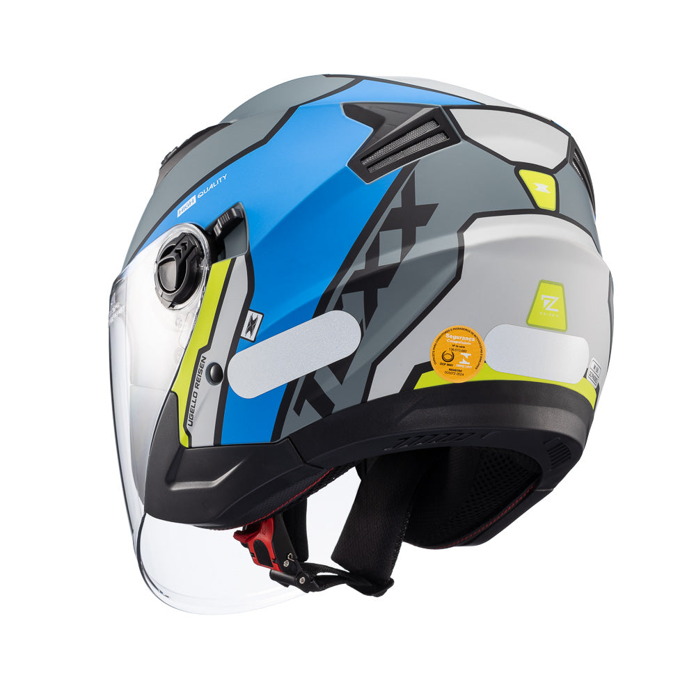 CAPACETE TEXX ABERTO UGELLO REISEN AZU VERD BRANC 62