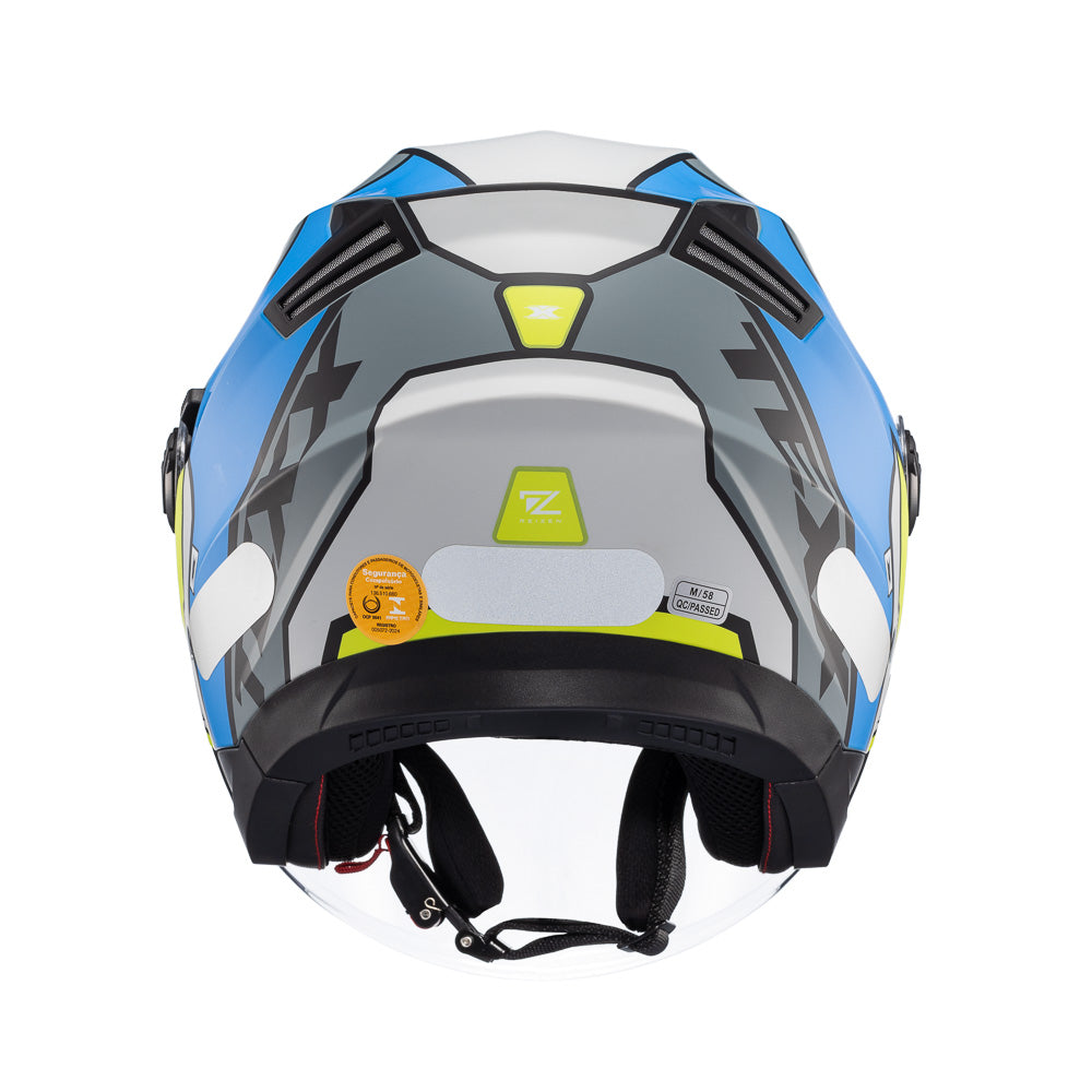 CAPACETE TEXX ABERTO UGELLO REISEN AZU VERD BRANC 62