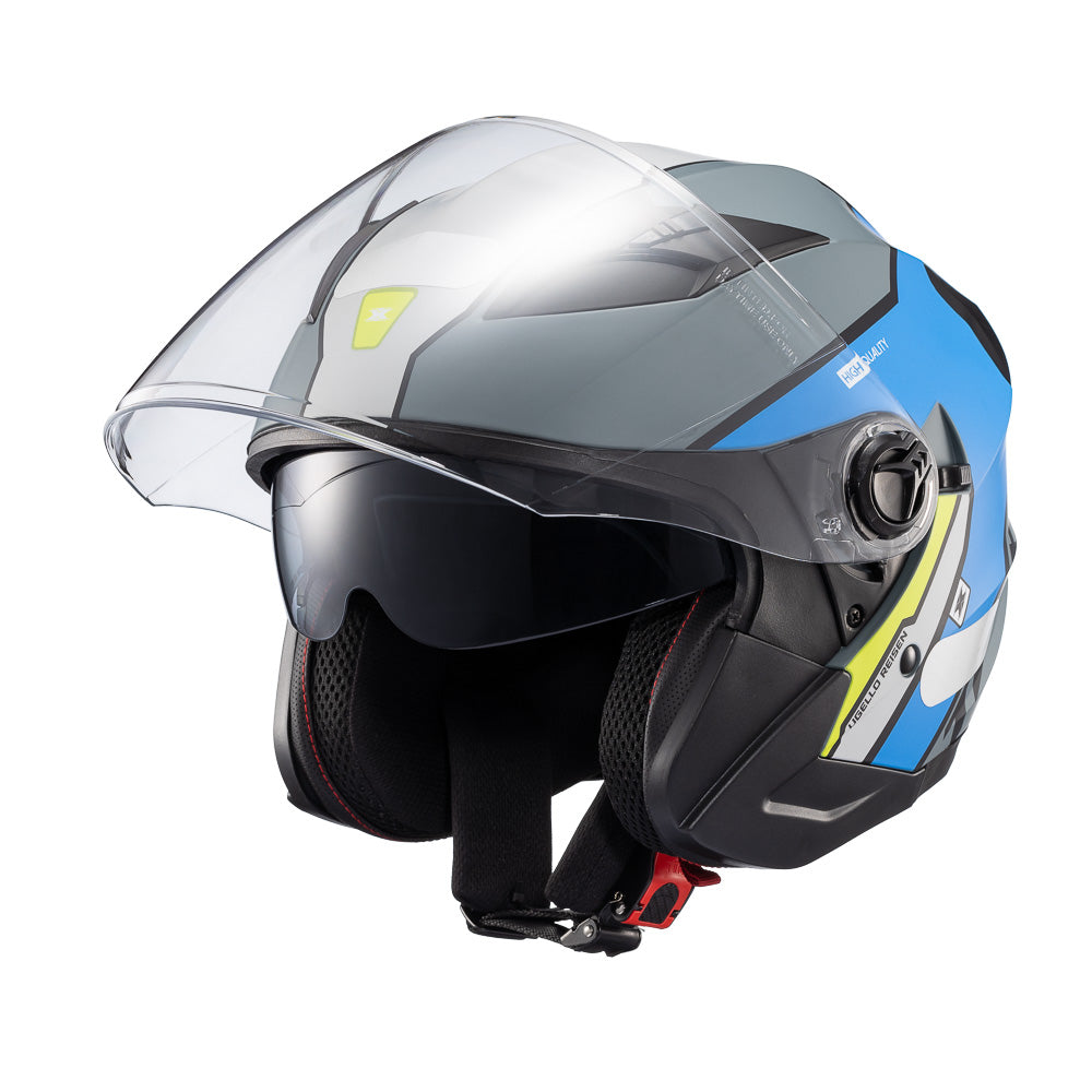 CAPACETE TEXX ABERTO UGELLO REISEN AZU VERD BRANC 62