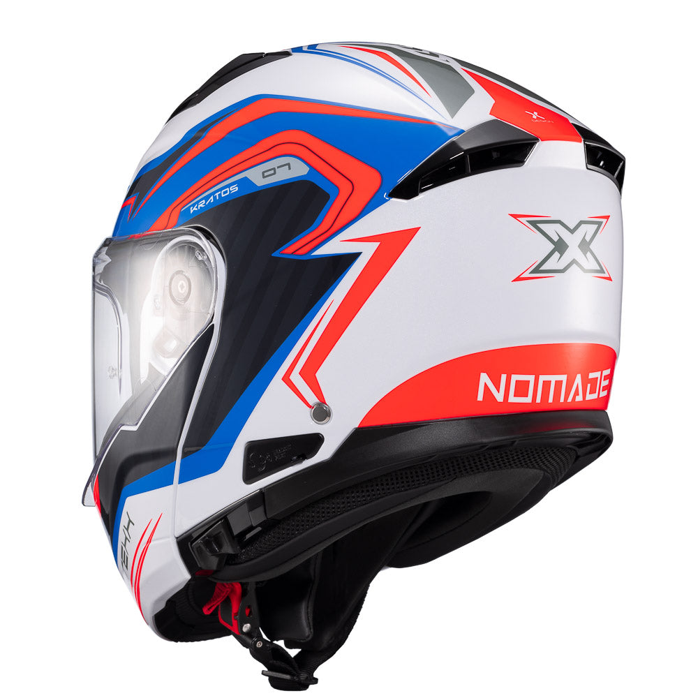 CAPACETE TEXX ESCAM KRATOS NOMADE BRANC AZU VERM BRIL 58