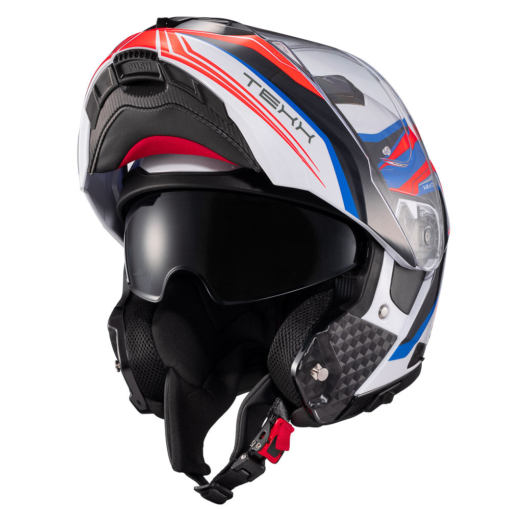 CAPACETE TEXX ESCAM KRATOS NOMADE BRANC AZU VERM BRIL 60