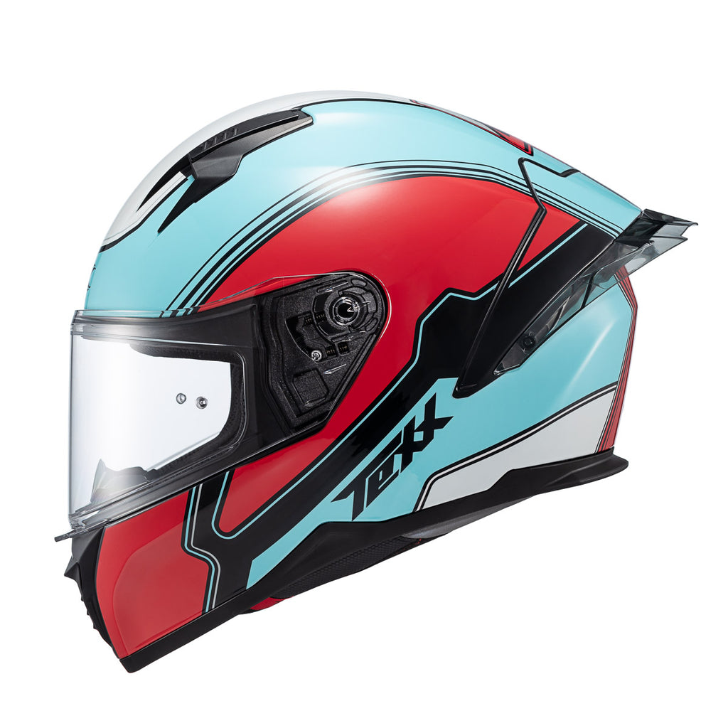 CAPACETE TEXX FECHA RAPTOR HORNET AZU VERM BRANC BRIL 56