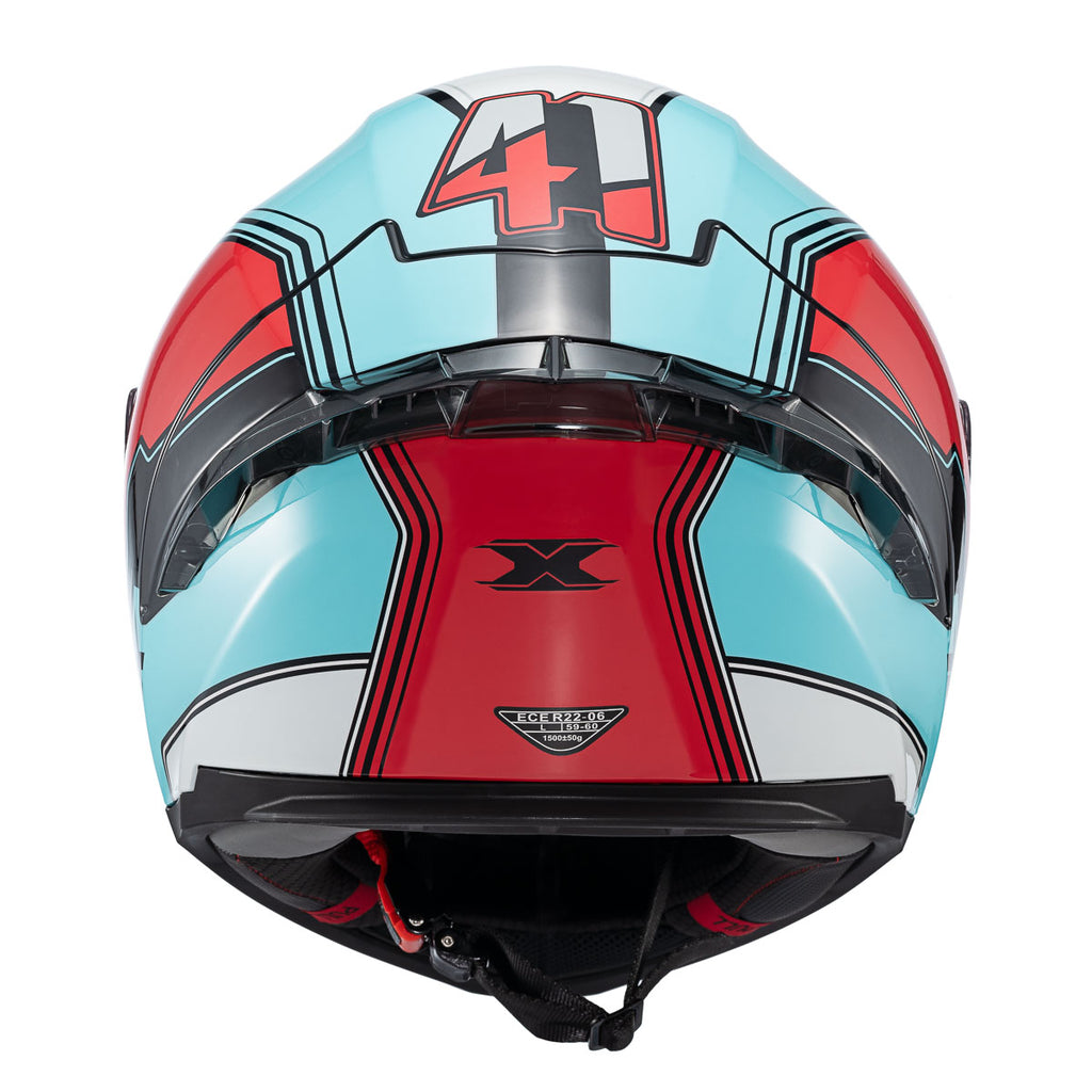 CAPACETE TEXX FECHA RAPTOR HORNET AZU VERM BRANC BRIL 56
