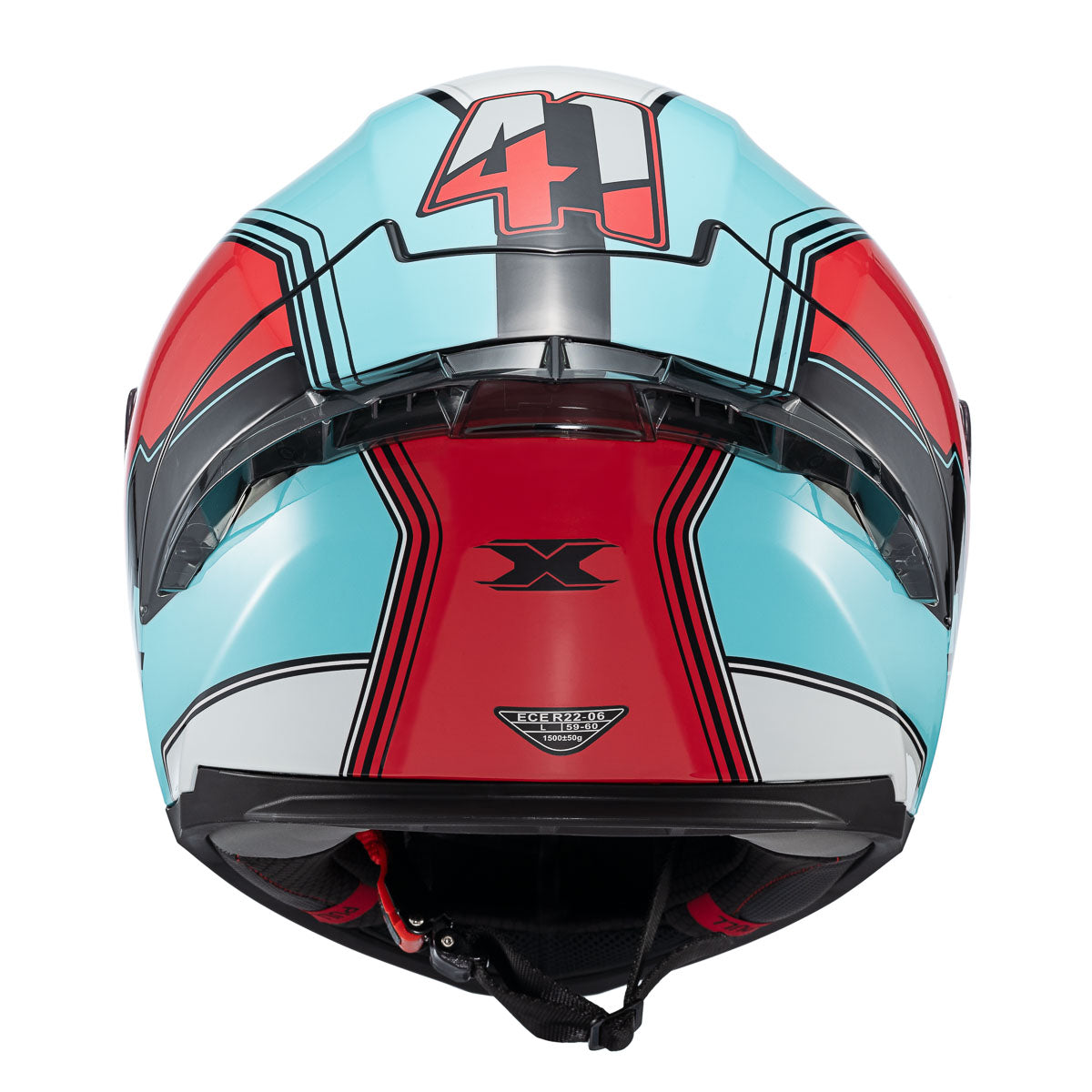 CAPACETE TEXX FECHA RAPTOR HORNET AZU VERM BRANC BRIL 58