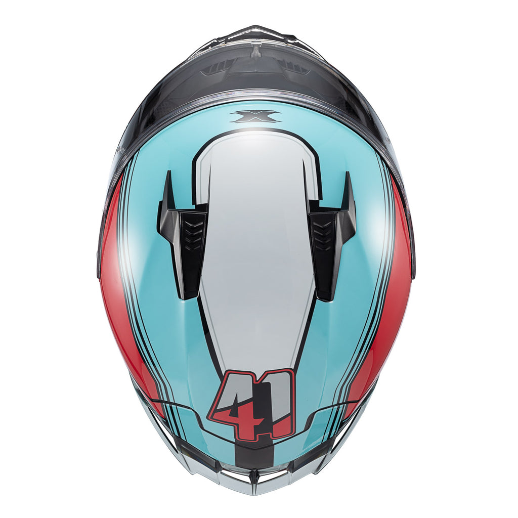CAPACETE TEXX FECHA RAPTOR HORNET AZU VERM BRANC BRIL 60