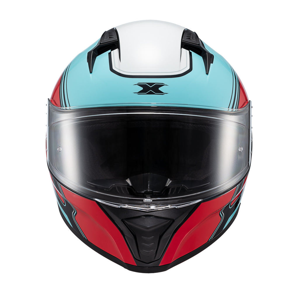 CAPACETE TEXX FECHA RAPTOR HORNET AZU VERM BRANC BRIL 62