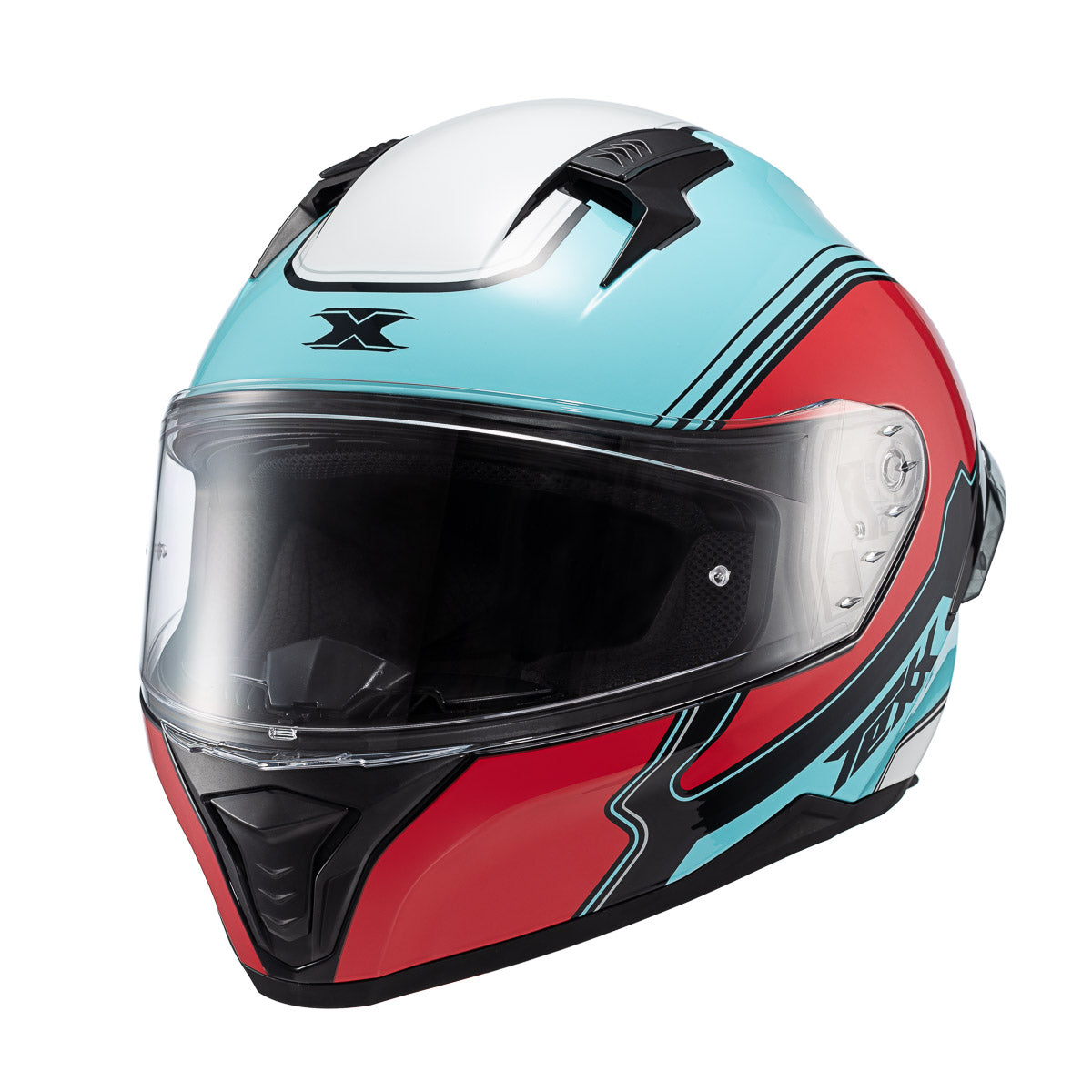 CAPACETE TEXX FECHA RAPTOR HORNET AZU VERM BRANC BRIL 62
