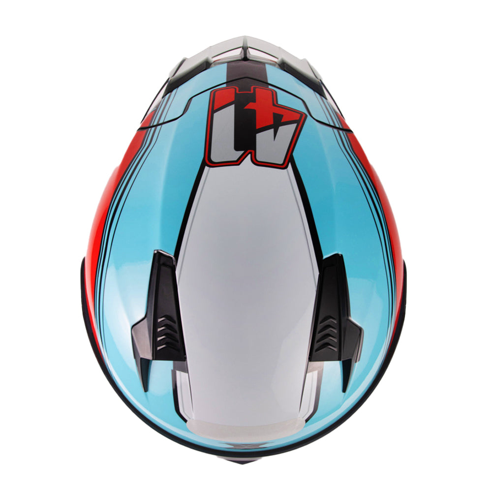 CAPACETE TEXX FECHA RAPTOR HORNET AZU VERM BRANC BRIL 64