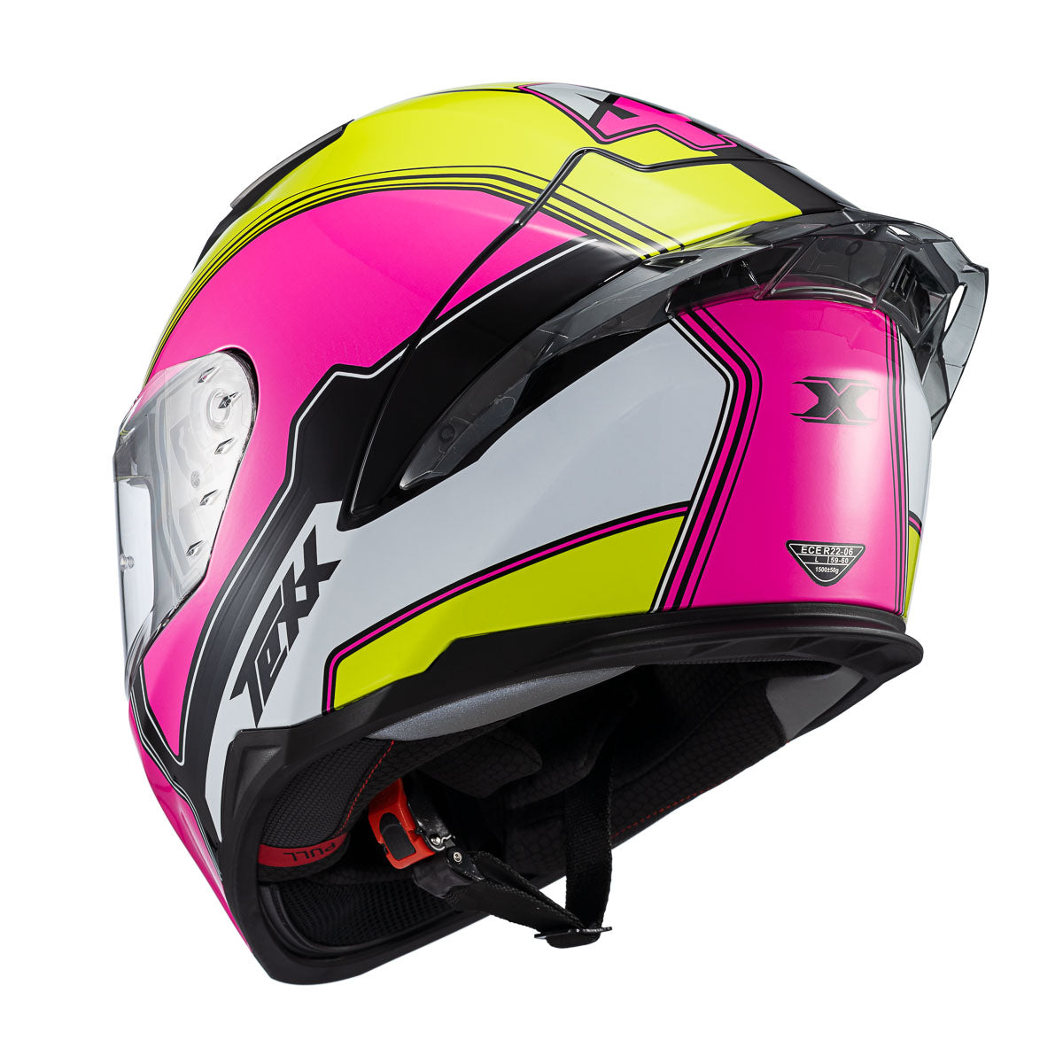 CAPACETE TEXX FECHA RAPTOR HORNET VERD ROS BRANC BRIL 56