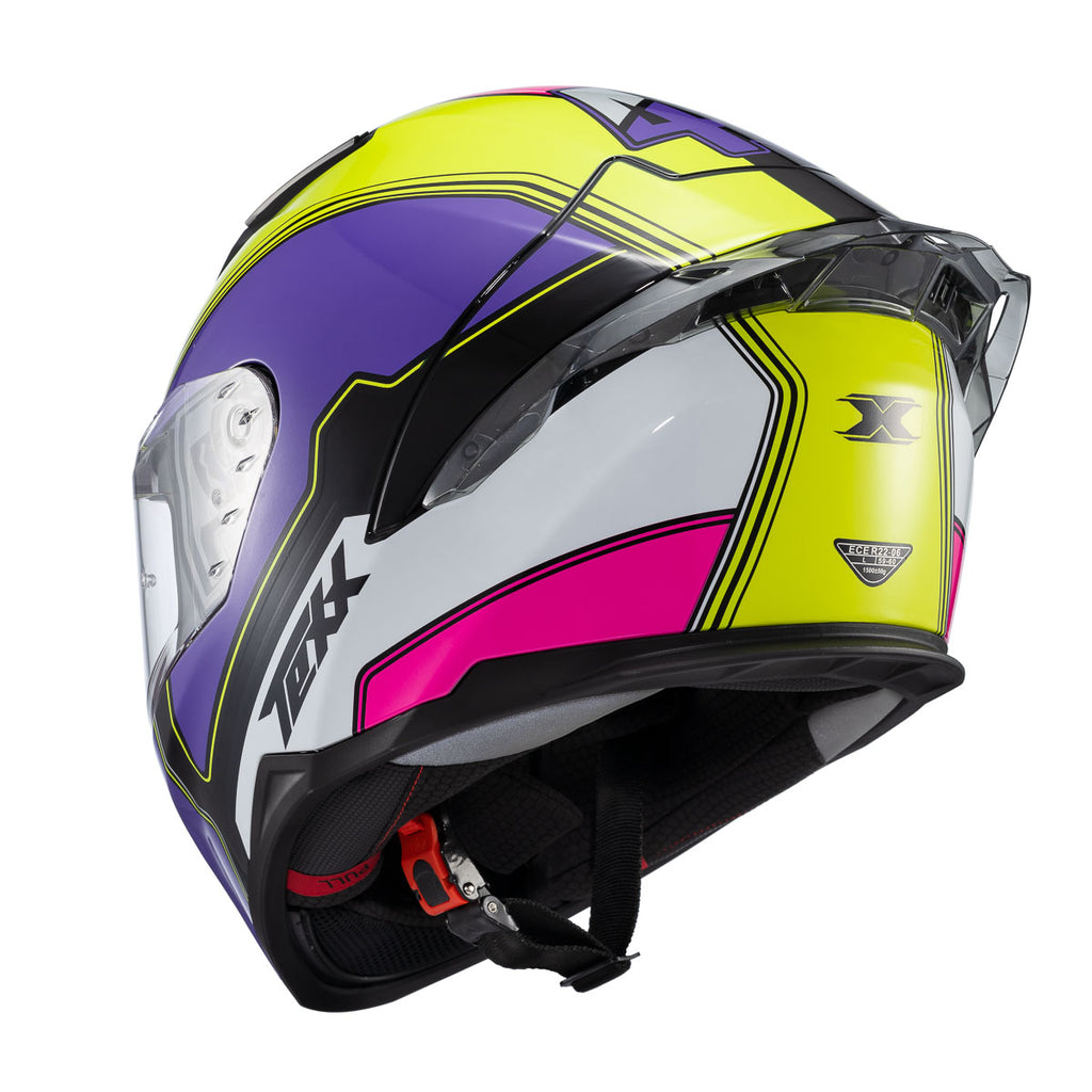CAPACETE TEXX FECHA RAPTOR HORNET VERD ROX BRANC ROS BRIL 60