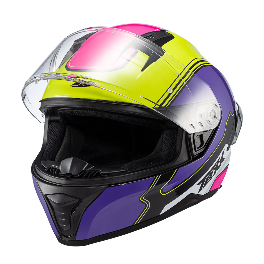 CAPACETE TEXX FECHA RAPTOR HORNET VERD ROX BRANC ROS BRIL 60