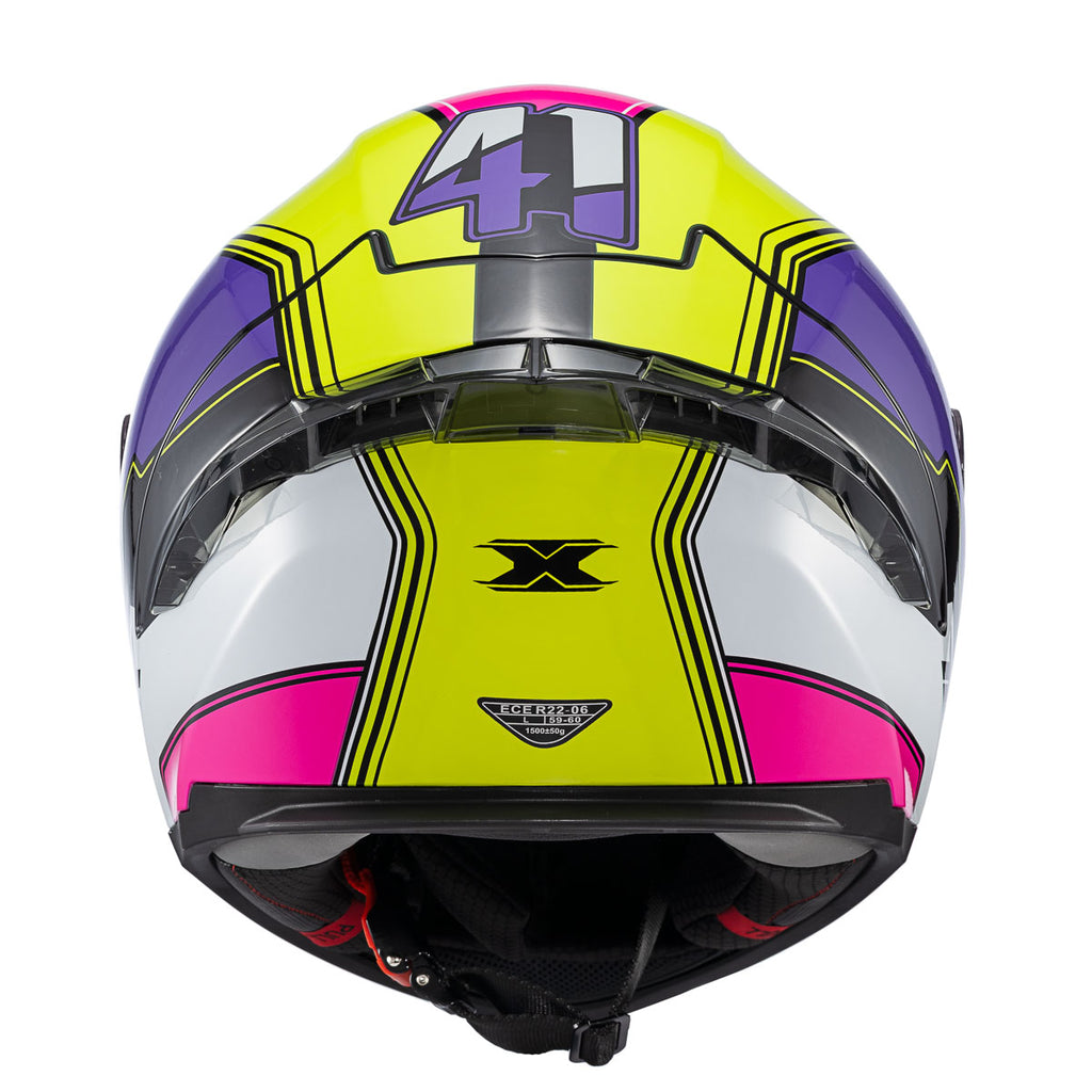 CAPACETE TEXX FECHA RAPTOR HORNET VERD ROX BRANC ROS BRIL 62