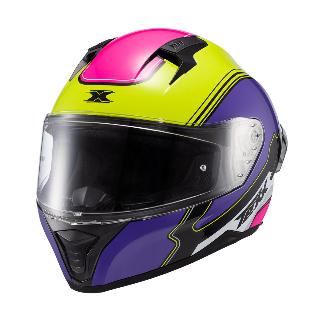CAPACETE TEXX FECHA RAPTOR HORNET VERD ROX BRANC ROS BRIL 62