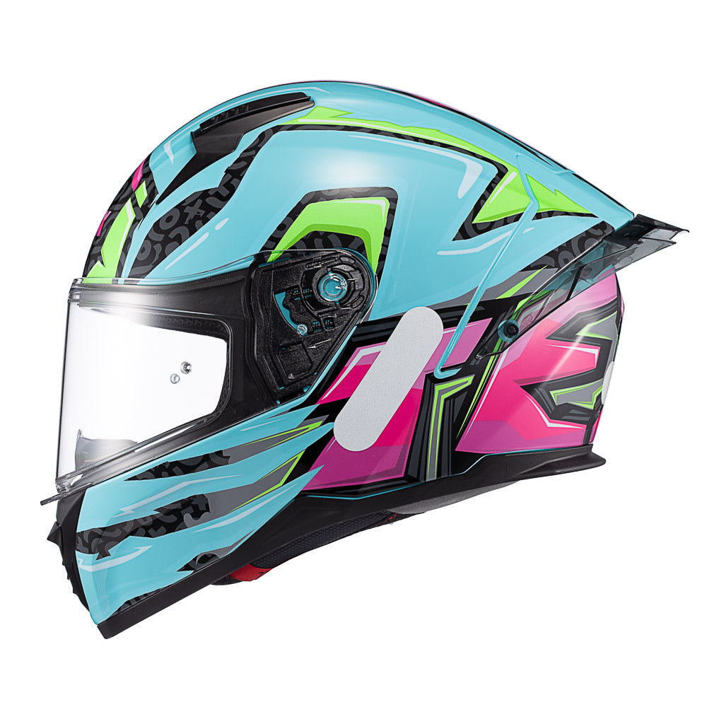 CAPACETE TEXX FECHA RAPTOR ARCADE AZU VERD ROS BRIL 56