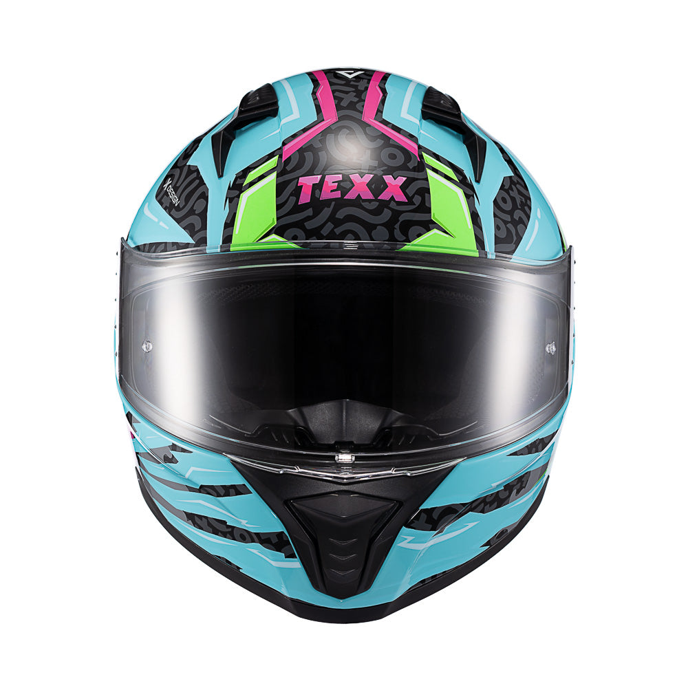 CAPACETE TEXX FECHA RAPTOR ARCADE AZU VERD ROS BRIL 58