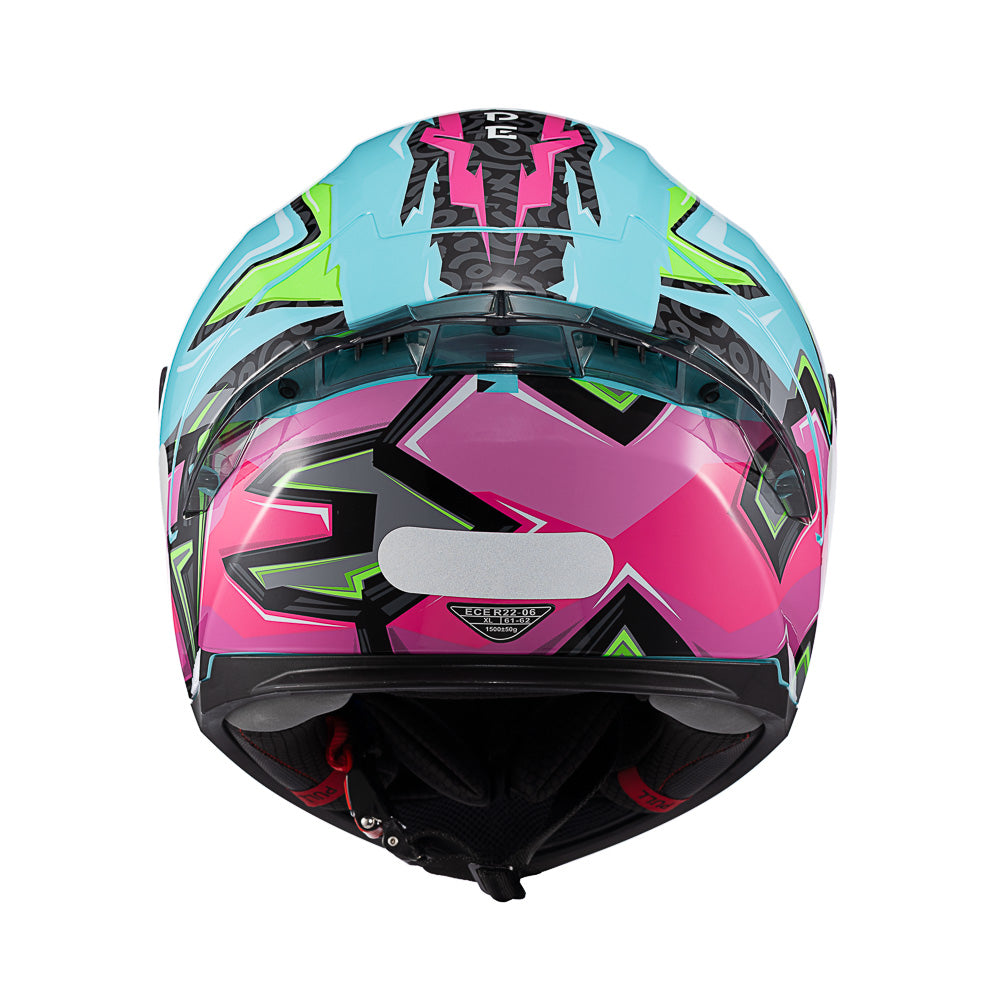 CAPACETE TEXX FECHA RAPTOR ARCADE AZU VERD ROS BRIL 62
