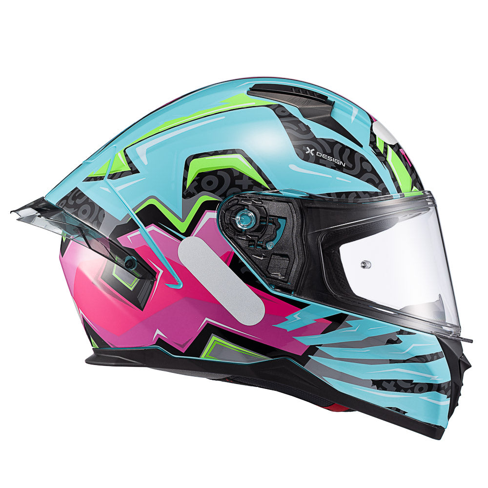 CAPACETE TEXX FECHA RAPTOR ARCADE AZU VERD ROS BRIL 64