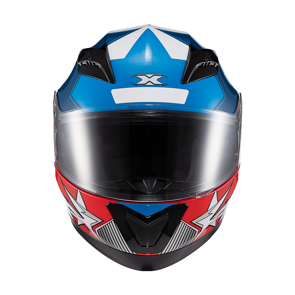CAPACETE TEXX STRIKE SUPERSTAR AZU VERM BRANC BRIL 58