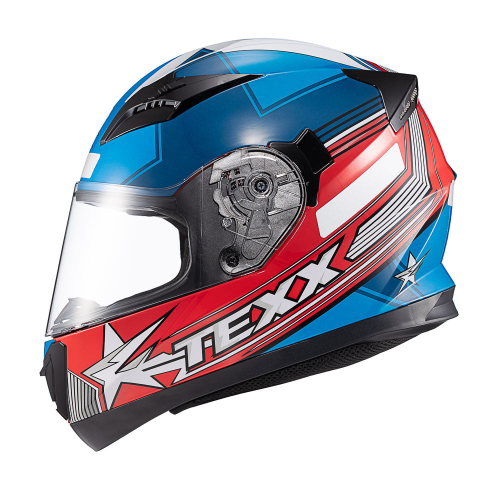 CAPACETE TEXX STRIKE SUPERSTAR AZU VERM BRANC BRIL 58