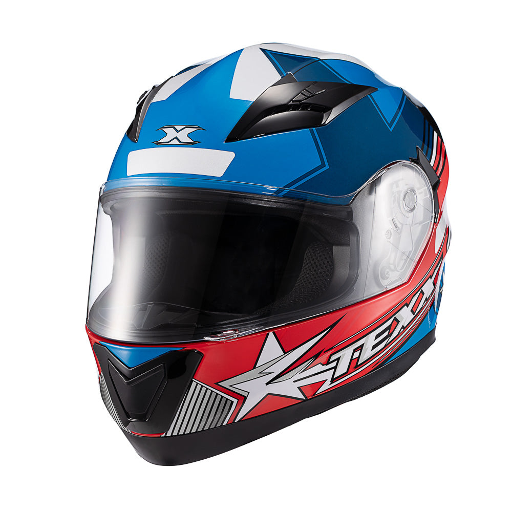 CAPACETE TEXX STRIKE SUPERSTAR AZU VERM BRANC BRIL 58