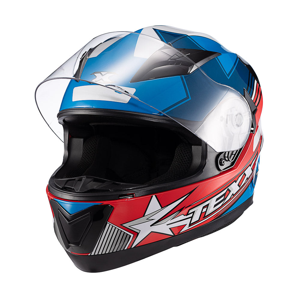 CAPACETE TEXX STRIKE SUPERSTAR AZU VERM BRANC BRIL 60