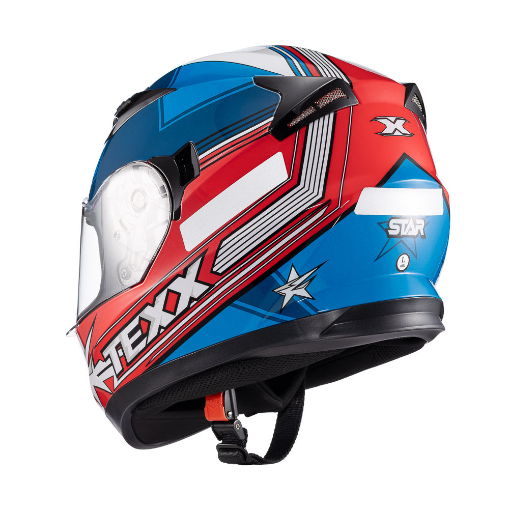 CAPACETE TEXX STRIKE SUPERSTAR AZU VERM BRANC BRIL 62