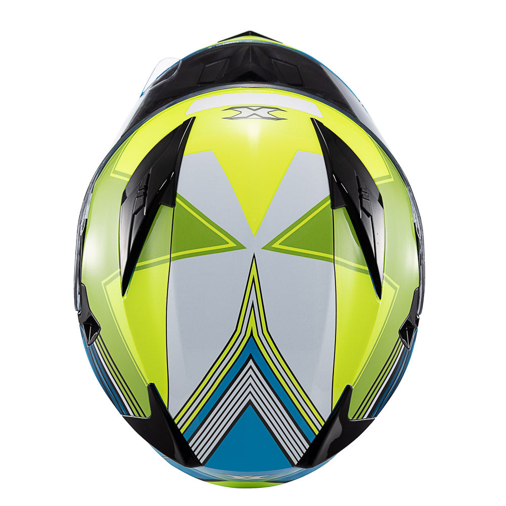 CAPACETE TEXX STRIKE SUPERSTAR VERD AZU BRANC BRIL 56